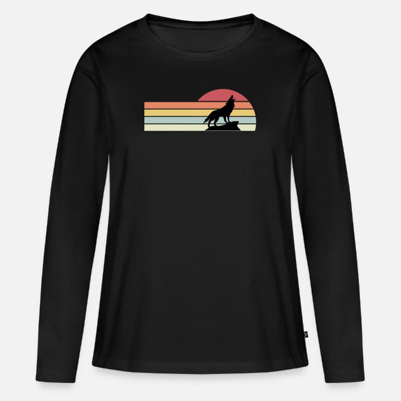 Wolf Rudel Tier Wölfe - Frauen Premium Bio Langarmshirt - Schwarz