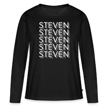 Steven - Frauen Premium Bio Langarmshirt - Schwarz - Vorne - Julia (174cm)