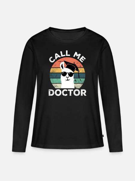 Lustiges Lama Doktor Promotion Doktortitel Spruch - Frauen Premium Bio Langarmshirt - Schwarz