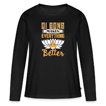 Qi Gong makes everything better - T-shirt manches longues Premium bio Femme - noir - Devant - Julia (174cm)