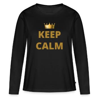 KEEP CALM. keep calm - T-shirt manches longues Premium bio Femme - noir - Devant - Julia (174cm)