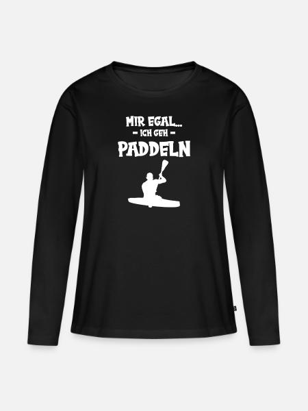 Mir egal paddeln - Frauen Premium Bio Langarmshirt - Schwarz