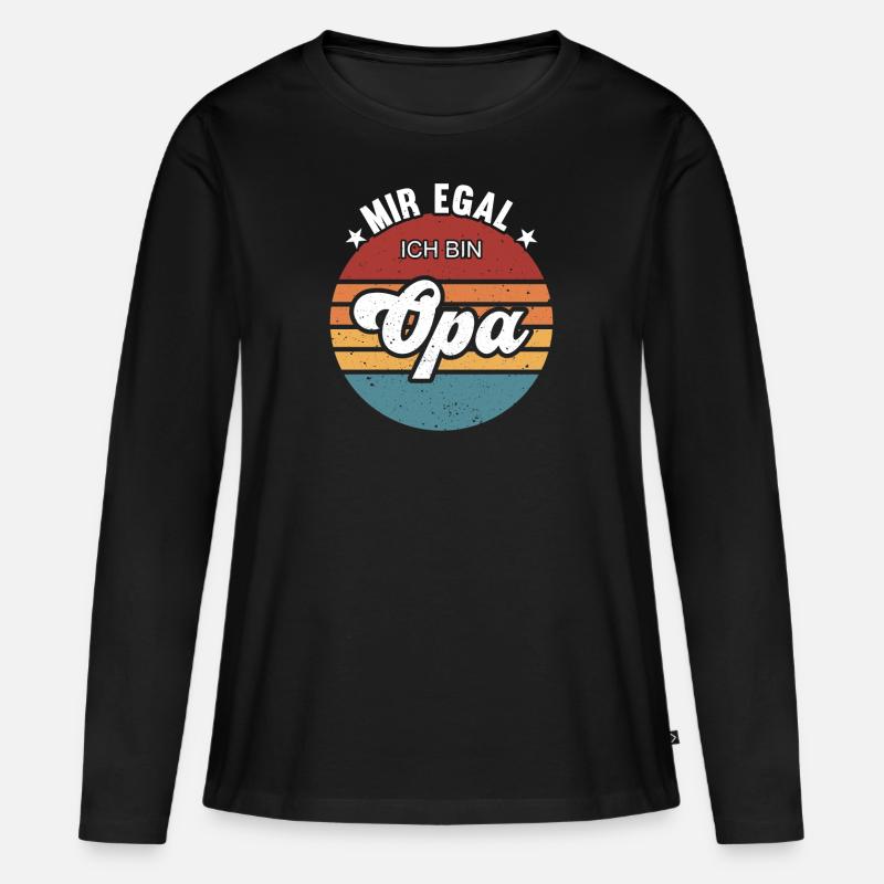 Mir egal ich bin Opa - Frauen Premium Bio Langarmshirt - Schwarz