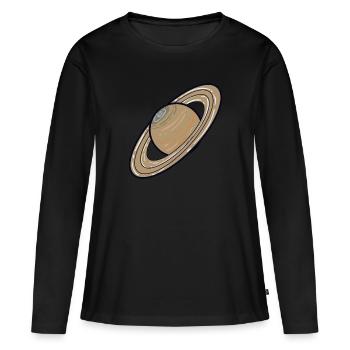 Planète du système solaire Saturne - T-shirt manches longues Premium bio Femme - noir - Devant - Julia (174cm)