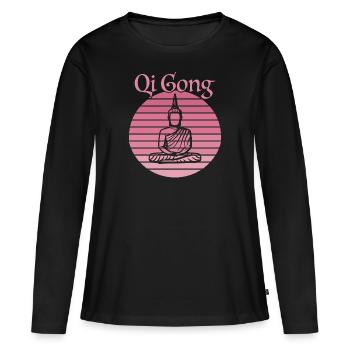 Qi Gong Chi Gong Qigong - T-shirt manches longues Premium bio Femme - noir - Devant - Julia (174cm)