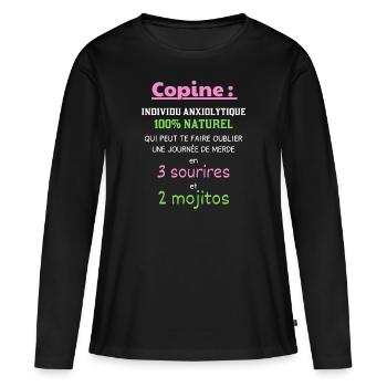 Copine humour - T-shirt manches longues Premium bio Femme - noir - Devant - Julia (174cm)