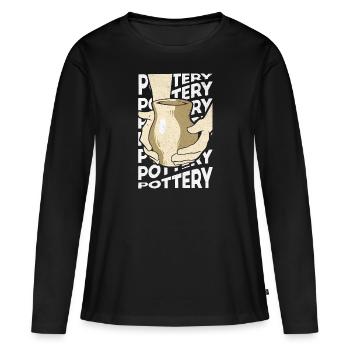 Poterie Poterie Poterie - T-shirt manches longues Premium bio Femme - noir - Devant - Julia (174cm)