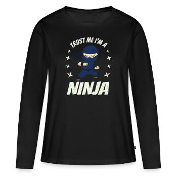 Je suis un ninja - T-shirt manches longues Premium bio Femme - noir - Devant - Julia (174cm)