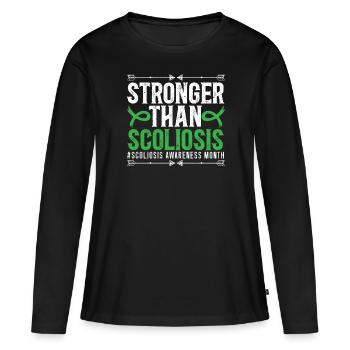 Plus fort que la scoliose Chirurgie du dos de fusion vertébrale - T-shirt manches longues Premium bio Femme - noir - Devant - Julia (174cm)