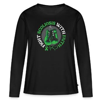 Combattre la scoliose avec la foi Chirurgie chrétienne du dos - T-shirt manches longues Premium bio Femme - noir - Devant - Julia (174cm)