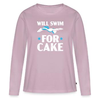 Wird für Kuchen schwimmen Schwimmtrainer Schwimmer - Frauen Premium Bio Langarmshirt - Altrosa - Vorne - Julia (174cm)