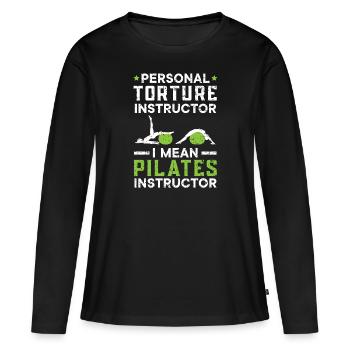 Instructeur de torture personnelle Instructeur de Pilates - T-shirt manches longues Premium bio Femme - noir - Devant - Julia (174cm)