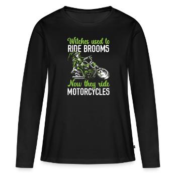 Hexen reiten Motorräder Motorrad Fahrzeug - Frauen Premium Bio Langarmshirt - Schwarz - Vorne - Julia (174cm)