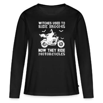 Hexen reiten Motorräder Motorrad Fahrzeug - Frauen Premium Bio Langarmshirt - Schwarz - Vorne - Julia (174cm)