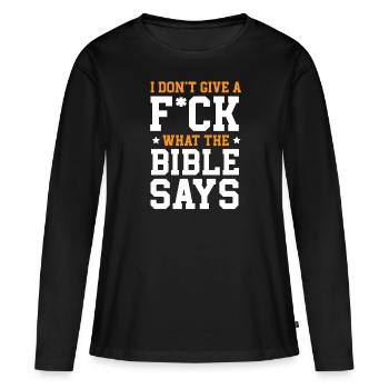 Agnosticisme Athéisme Anti-Religion Agnostique Diable - T-shirt manches longues Premium bio Femme - noir - Devant - Julia (174cm)
