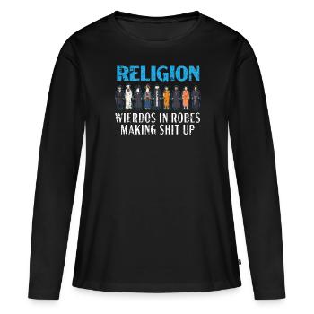 Religion Weirdos en robes Anti-religion Athée - T-shirt manches longues Premium bio Femme - noir - Devant - Julia (174cm)
