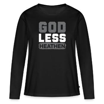 Athée agnostique anti-religion païenne impie - T-shirt manches longues Premium bio Femme - noir - Devant - Julia (174cm)