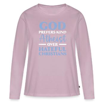 Gott bevorzugt Arten von Atheisten gegenüber hasserfüllten Christen - Frauen Premium Bio Langarmshirt - Altrosa - Vorne - Julia (174cm)