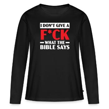 Agnosticisme Athéisme Anti-Religion Agnostique Diable - T-shirt manches longues Premium bio Femme - noir - Devant - Julia (174cm)