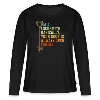 Je suis un serrurier SerrureRie Serrure Picking Keyhole - T-shirt manches longues Premium bio Femme - noir - Devant - Julia (174cm)