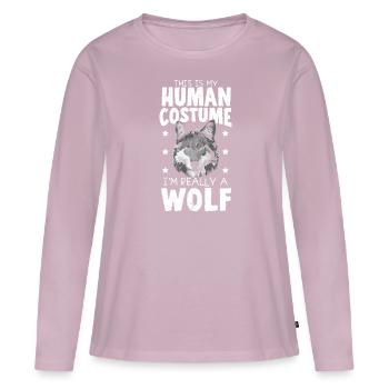 Das ist mein menschliches Kostüm Ich bin wirklich ein Wolfsliebhaber - Frauen Premium Bio Langarmshirt - Altrosa - Vorne - Julia (174cm)