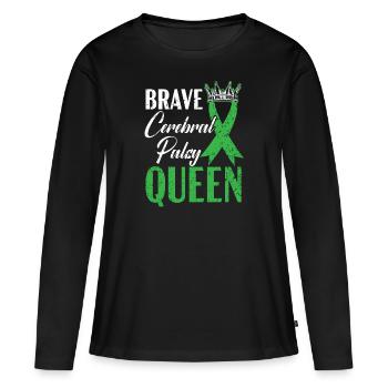 Brave Cerebral Palsy Queen CP Trouble de la maladie - T-shirt manches longues Premium bio Femme - noir - Devant - Julia (174cm)