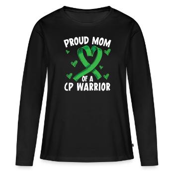 Fière maman d’une mère de paralysie cérébrale guerrière CP - T-shirt manches longues Premium bio Femme - noir - Devant - Julia (174cm)