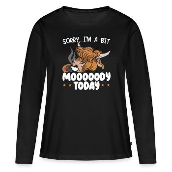 Je suis un peu lunatique aujourd’hui Scottist Highland Cow Lover - T-shirt manches longues Premium bio Femme - noir - Devant - Julia (174cm)