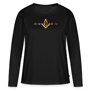 Franc-maçon Fraternel Franc-maçonnerie Square Compass - T-shirt manches longues Premium bio Femme - noir - Devant - Julia (174cm)
