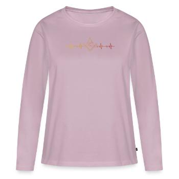 Franc-maçon Fraternel Franc-maçonnerie Square Compass - T-shirt manches longues Premium bio Femme - rose poudré - Devant - Julia (174cm)