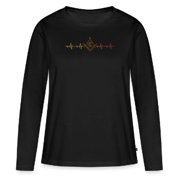Franc-maçon Fraternel Franc-maçonnerie Square Compass - T-shirt manches longues Premium bio Femme - noir - Devant - Julia (174cm)
