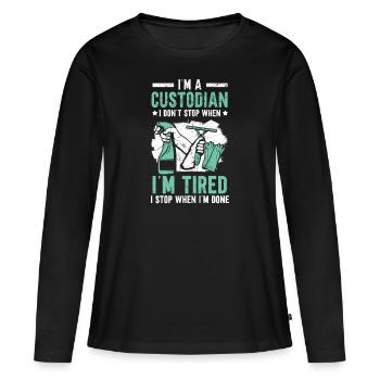 Je suis un gardien Concierge Concierge Gardien d’école - T-shirt manches longues Premium bio Femme - noir - Devant - Julia (174cm)