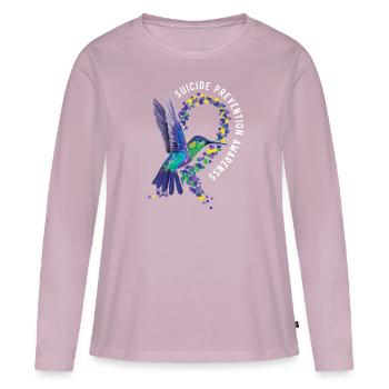 Sensibilisation à la prévention du suicide Santé mentale - T-shirt manches longues Premium bio Femme - rose poudré - Devant - Julia (174cm)