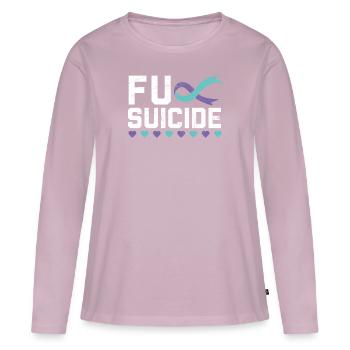Sensibilisation à la prévention du suicide Santé mentale - T-shirt manches longues Premium bio Femme - rose poudré - Devant - Julia (174cm)