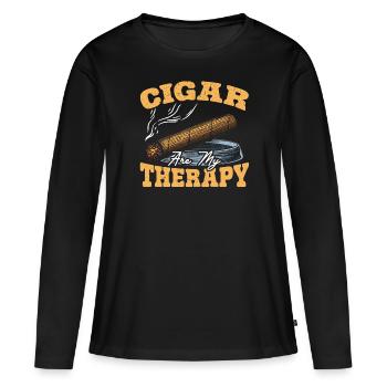 Zigarren sind meine Therapie Tabak Zigarettenrauchen - Frauen Premium Bio Langarmshirt - Schwarz - Vorne - Julia (174cm)