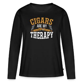 Zigarren sind meine Therapie Tabak Zigarettenrauchen - Frauen Premium Bio Langarmshirt - Schwarz - Vorne - Julia (174cm)