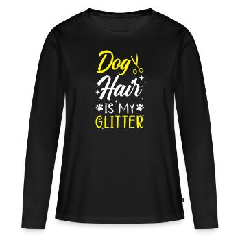 Hundehaare sind mein Glitzer-Tierpflege-Furologe - Frauen Premium Bio Langarmshirt - Schwarz - Vorne - Julia (174cm)