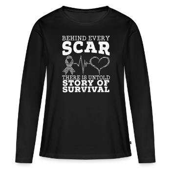 Hinter jeder Narbe steckt eine Geschichte des Überlebens - Frauen Premium Bio Langarmshirt - Schwarz - Vorne - Julia (174cm)