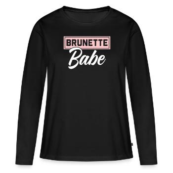 Brünette Babe Braune Haare Mode Blonde Haare - Frauen Premium Bio Langarmshirt - Schwarz - Vorne - Julia (174cm)