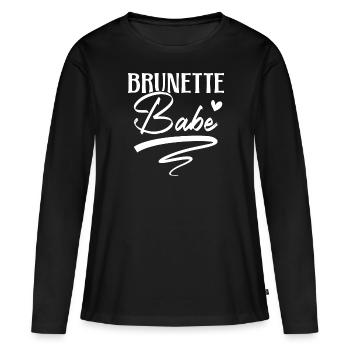 Brünette Babe Braune Haare Mode Blonde Haare - Frauen Premium Bio Langarmshirt - Schwarz - Vorne - Julia (174cm)
