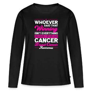 Soutien au cancer du sein Sensibilisation au cancer du sein - T-shirt manches longues Premium bio Femme - noir - Devant - Julia (174cm)