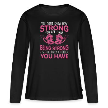 Guerrier du cancer du sein Sensibilisation au cancer du sein - T-shirt manches longues Premium bio Femme - noir - Devant - Julia (174cm)