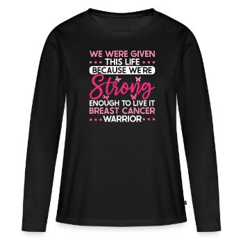 Guerrier du cancer du sein Sensibilisation au cancer du sein - T-shirt manches longues Premium bio Femme - noir - Devant - Julia (174cm)