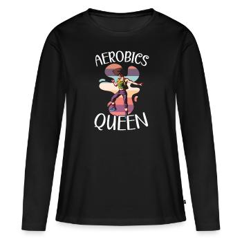 Aerobics Queen Fitness Workout Aerobics Insrtuctor - T-shirt manches longues Premium bio Femme - noir - Devant - Julia (174cm)