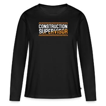 Superviseur de la construction Emploi Travailleur de la construction - T-shirt manches longues Premium bio Femme - noir - Devant - Julia (174cm)