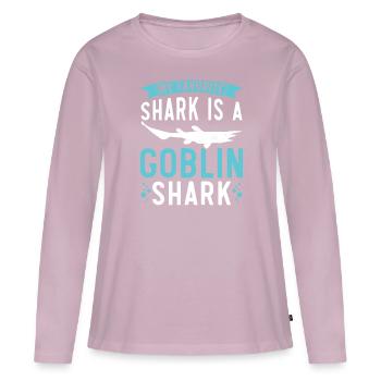 Mein Lieblingshai ist ein Goblin Shark Animal Lover - Frauen Premium Bio Langarmshirt - Altrosa - Vorne - Julia (174cm)