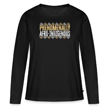 Phénoménalement afro-indigène amérindien - T-shirt manches longues Premium bio Femme - noir - Devant - Julia (174cm)