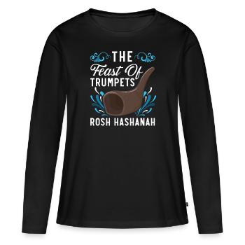 Das Fest der Posaunen Rosch Haschana Juden Juden - Frauen Premium Bio Langarmshirt - Schwarz - Vorne - Julia (174cm)