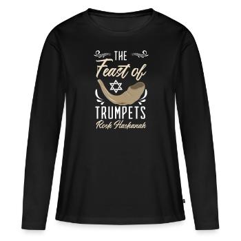 Das Fest der Posaunen Rosch Haschana Juden Juden - Frauen Premium Bio Langarmshirt - Schwarz - Vorne - Julia (174cm)