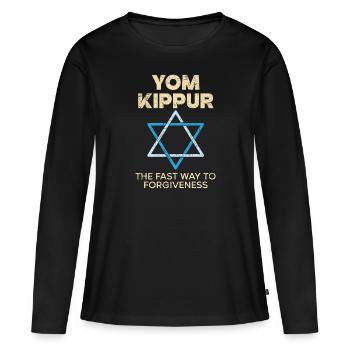 Jom Kippur Der schnellste Weg zur Vergebung Jüdisch - Frauen Premium Bio Langarmshirt - Schwarz - Vorne - Julia (174cm)